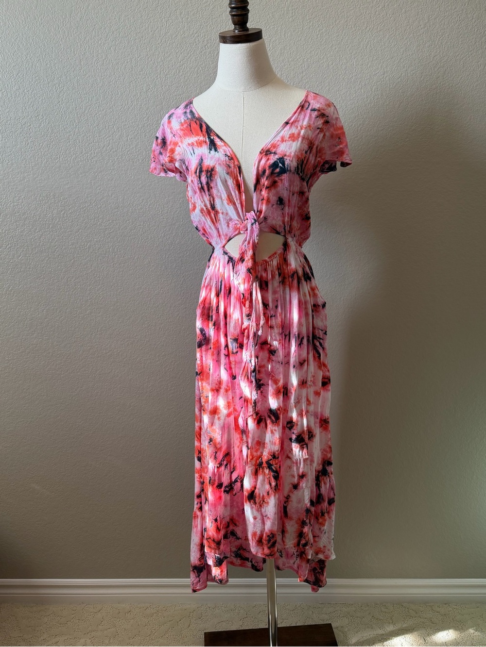 Tiare Hawaii Tie-Front Pink Dress One Size